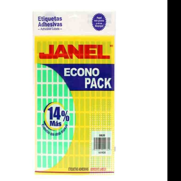 ETIQUETA ADH. FLUOR. JANEL 8X20 VERDE PAQ.C8H. C30